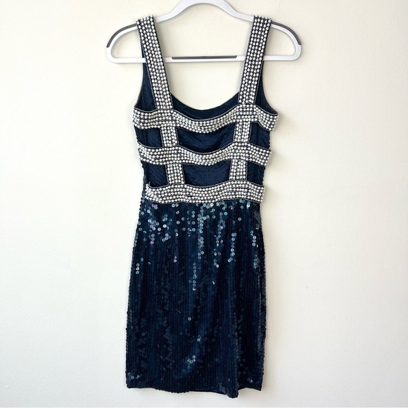 Vintage Cache Sequin Beaded Open Back Mini Dress - Picture 4 of 7